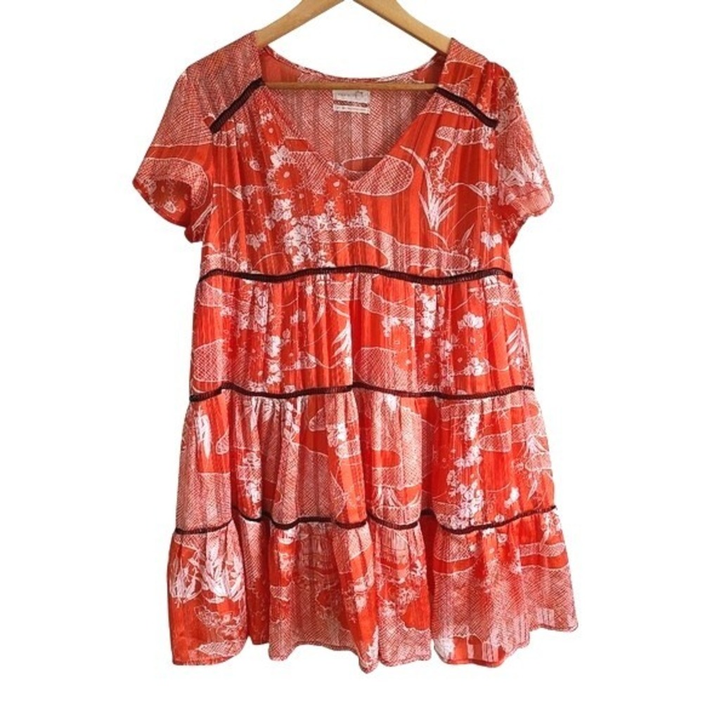 Urban Outfitters Pippa‎ Orange Tiered Mini Babydoll Swing Dress Small